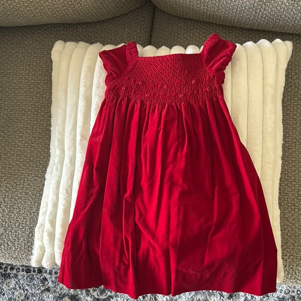 Ralph Lauren Scarlet Dress with Smocked Bodice